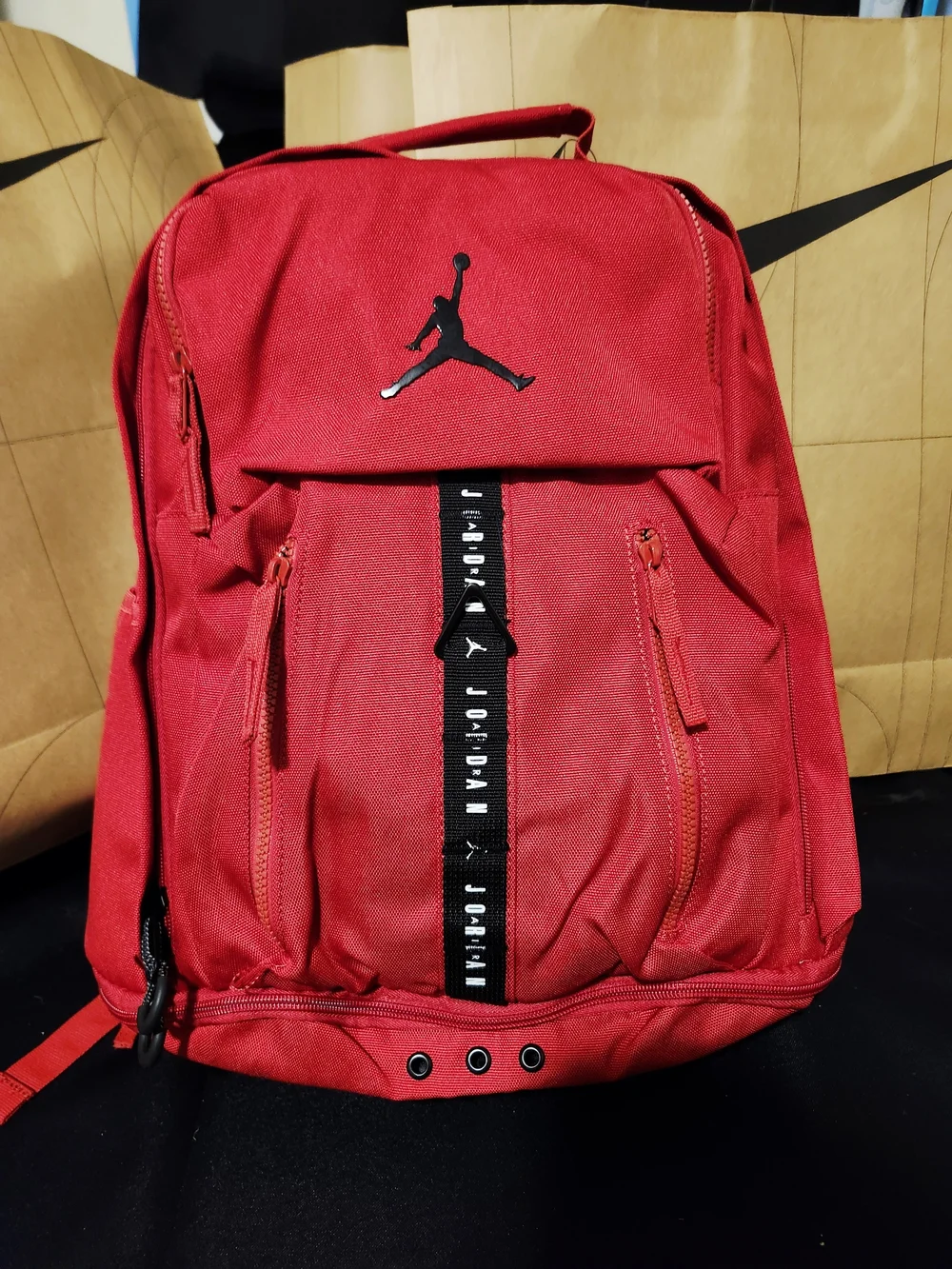 Jordan Red Men's Backpack with Black Jumpman Accent
